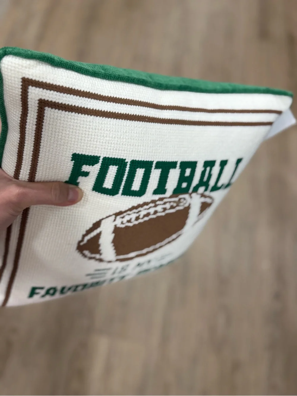 Green & Brown 'Football Is My Favorite Season' Holiday Pillow